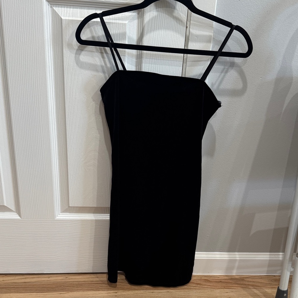 Forever 21 Black Double-Strap Bodycon Mini Dress Velvet